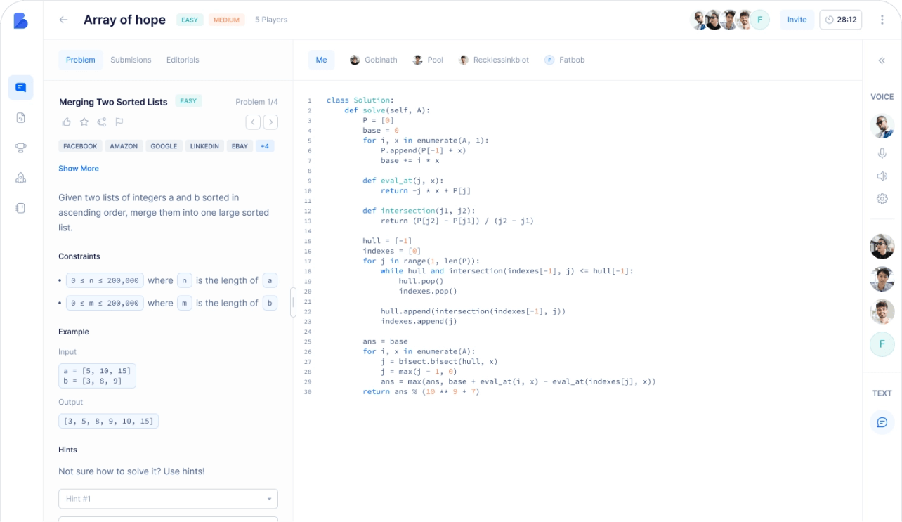 Collaborative coding workspace interface
